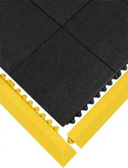 Wearwell - 39" Long x 3" Wide x 5/8" Thick, Anti-Fatigue Modular Matting Ramp Edge - Female, Yellow, For Dry & Wet Areas, Series 572 - Benchmark Tooling