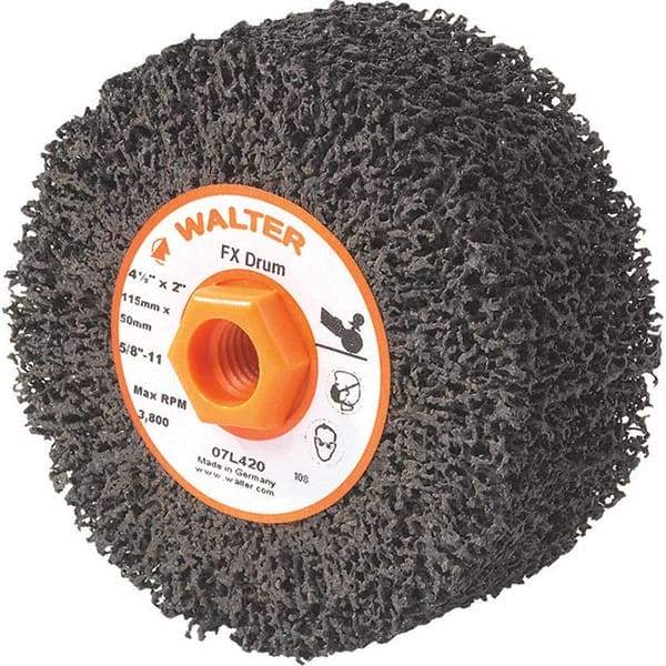 WALTER Surface Technologies - 4-1/2" Diam, Aluminum Oxide Unmounted Flap Wheels - 5/8" Hole, 2" Wide, Nonwoven, Coarse Grade, 3,800 Max RPM - Benchmark Tooling