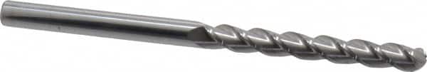 Accupro - 3/8" Diam, 3" LOC, 3 Flute Solid Carbide Ball End Mill - Uncoated, Single End, 6" OAL, 3/8" Shank Diam, Spiral Flute - Benchmark Tooling
