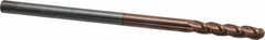 Accupro - 5/16" Diam, 1-1/2" LOC, 3 Flute Solid Carbide Ball End Mill - TiCN Finish, Single End, 6" OAL, 5/16" Shank Diam, Spiral Flute - Benchmark Tooling