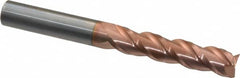 Accupro - 7/16", 2" LOC, 7/16" Shank Diam, 4" OAL, 3 Flute, Solid Carbide Square End Mill - Single End, TiCN Finish, Spiral Flute, 40° Helix, Centercutting, Right Hand Cut, Right Hand Flute - Benchmark Tooling