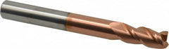 Accupro - 7/16", 1" LOC, 7/16" Shank Diam, 4" OAL, 3 Flute, Solid Carbide Square End Mill - Single End, TiCN Finish, Spiral Flute, 40° Helix, Centercutting, Right Hand Cut, Right Hand Flute - Benchmark Tooling