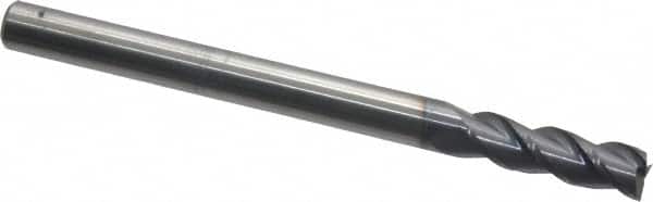 Accupro - 5/16", 1" LOC, 5/16" Shank Diam, 4" OAL, 3 Flute, Solid Carbide Square End Mill - Single End, AlTiN Finish, Spiral Flute, 40° Helix, Centercutting, Right Hand Cut, Right Hand Flute - Benchmark Tooling