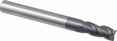 Accupro - 7/16", 1" LOC, 7/16" Shank Diam, 4" OAL, 3 Flute, Solid Carbide Square End Mill - Single End, AlTiN Finish, Spiral Flute, 40° Helix, Centercutting, Right Hand Cut, Right Hand Flute - Benchmark Tooling
