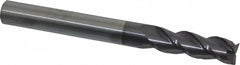 Accupro - 5/8", 2" LOC, 5/8" Shank Diam, 6" OAL, 3 Flute, Solid Carbide Square End Mill - Single End, AlTiN Finish, Spiral Flute, 40° Helix, Centercutting, Right Hand Cut, Right Hand Flute - Benchmark Tooling