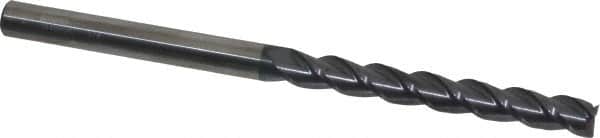 Accupro - 3/8", 3" LOC, 3/8" Shank Diam, 6" OAL, 3 Flute, Solid Carbide Square End Mill - Single End, AlTiN Finish, Spiral Flute, 40° Helix, Centercutting, Right Hand Cut, Right Hand Flute - Benchmark Tooling