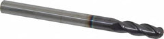 Accupro - 1/2" Diam, 1-1/2" LOC, 3 Flute Solid Carbide Ball End Mill - AlTiN Finish, Single End, 6" OAL, 1/2" Shank Diam, Spiral Flute - Benchmark Tooling