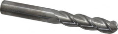 Accupro - 1/2" Diam, 2" LOC, 3 Flute Solid Carbide Ball End Mill - Uncoated, Single End, 4" OAL, 1/2" Shank Diam, Spiral Flute - Benchmark Tooling