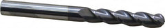 Accupro - 3/8" Diam, 1-3/4" LOC, 3 Flute Solid Carbide Ball End Mill - AlTiN Finish, Single End, 4" OAL, 3/8" Shank Diam, Spiral Flute - Benchmark Tooling