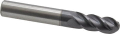 Accupro - 10mm Diam, 25mm LOC, 4 Flute Solid Carbide Ball End Mill - AlTiN Finish, Single End, 70mm OAL, 10mm Shank Diam, Spiral Flute - Benchmark Tooling