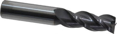 Accupro - 1/2", 1-1/4" LOC, 1/2" Shank Diam, 3" OAL, 3 Flute, Solid Carbide Square End Mill - Single End, AlTiN Finish, Spiral Flute, 40° Helix, Centercutting, Right Hand Cut, Right Hand Flute - Benchmark Tooling
