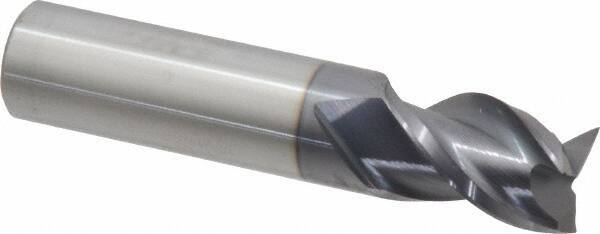 Accupro - 5/8", 7/8" LOC, 5/8" Shank Diam, 3" OAL, 3 Flute, Solid Carbide Square End Mill - Single End, AlTiN Finish, Spiral Flute, 40° Helix, Centercutting, Right Hand Cut, Right Hand Flute - Benchmark Tooling