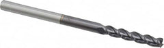 Accupro - 3/16", 1" LOC, 3/16" Shank Diam, 3" OAL, 3 Flute, Solid Carbide Square End Mill - Single End, AlTiN Finish, Spiral Flute, 40° Helix, Centercutting, Right Hand Cut, Right Hand Flute - Benchmark Tooling