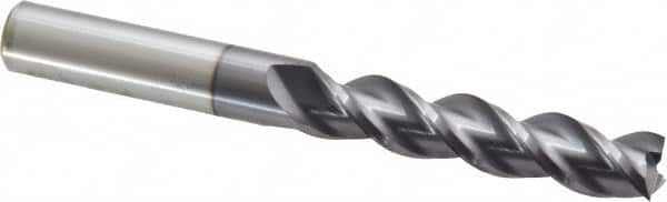 Accupro - 7/16", 2" LOC, 7/16" Shank Diam, 4" OAL, 3 Flute, Solid Carbide Square End Mill - Single End, AlTiN Finish, Spiral Flute, 40° Helix, Centercutting, Right Hand Cut, Right Hand Flute - Benchmark Tooling