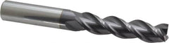 Accupro - 1/2", 2" LOC, 1/2" Shank Diam, 4" OAL, 3 Flute, Solid Carbide Square End Mill - Single End, AlTiN Finish, Spiral Flute, 40° Helix, Centercutting, Right Hand Cut, Right Hand Flute - Benchmark Tooling