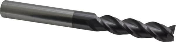 Accupro - 5/8", 2-1/2" LOC, 5/8" Shank Diam, 6" OAL, 3 Flute, Solid Carbide Square End Mill - Single End, AlTiN Finish, Spiral Flute, 40° Helix, Centercutting, Right Hand Cut, Right Hand Flute - Benchmark Tooling