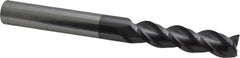 Accupro - 5/8", 2-1/2" LOC, 5/8" Shank Diam, 6" OAL, 3 Flute, Solid Carbide Square End Mill - Single End, AlTiN Finish, Spiral Flute, 40° Helix, Centercutting, Right Hand Cut, Right Hand Flute - Benchmark Tooling