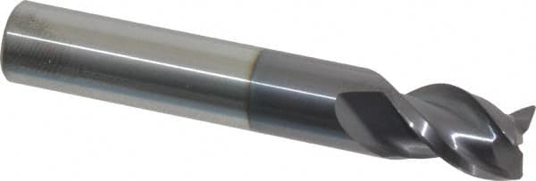 Accupro - 7/16", 3 Flute, Single End, Solid Carbide, 0.02" Corner Radius End Mill - 2-3/4" OAL, 40° Helix, Right Hand Flute, 9/16" LOC, Right Hand Cut - Benchmark Tooling