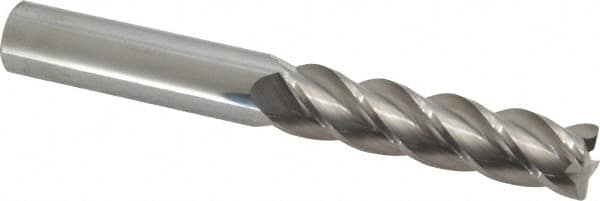 Accupro - 1/2", 4 Flute, Single End, Solid Carbide, 0.03" Corner Radius End Mill - 4" OAL, 40° Helix, Right Hand Flute, 2" LOC, Right Hand Cut - Benchmark Tooling