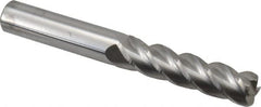 Accupro - 1/2", 4 Flute, Single End, Solid Carbide, 0.09" Corner Radius End Mill - 4" OAL, 40° Helix, Right Hand Flute, 2" LOC, Right Hand Cut - Benchmark Tooling