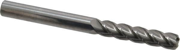 Accupro - 3/8", 4 Flute, Single End, Solid Carbide, 0.09" Corner Radius End Mill - 4" OAL, 40° Helix, Right Hand Flute, 1-3/4" LOC, Right Hand Cut - Benchmark Tooling