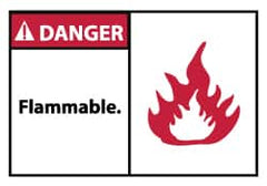 NMC - Danger - Flammable, Pressure Sensitive Vinyl Fire Sign - 5" Wide x 3" High - Benchmark Tooling