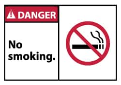 NMC - Accident Prevention Label, Header: DANGER - Legend: Danger - No Smoking, English, Red, Black & White, 5" Long x 3" High, Sign Muscle Finish - Benchmark Tooling