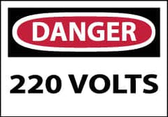 NMC - Accident Prevention Label, Header: DANGER - Legend: Danger - 220 Volts, English, Red, Black & White, 5" Long x 3" High, Sign Muscle Finish - Benchmark Tooling