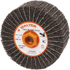 WALTER Surface Technologies - 4-1/2" Diam, 150 Grit Aluminum Oxide Unmounted Flap Wheel - 5/8" Hole, 5/8-11 Thread, 2" Wide, Nonwoven & Coated, Fine Grade, 3,800 Max RPM - Benchmark Tooling