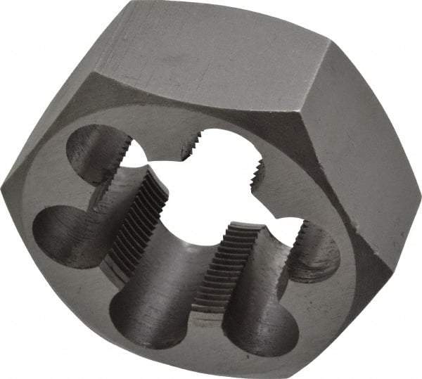 Interstate - 1-1/4 - 18 UNEF Thread, 2-3/16" Hex, Right Hand Thread, Hex Rethreading Die - Carbon Steel, 1" Thick - Exact Industrial Supply