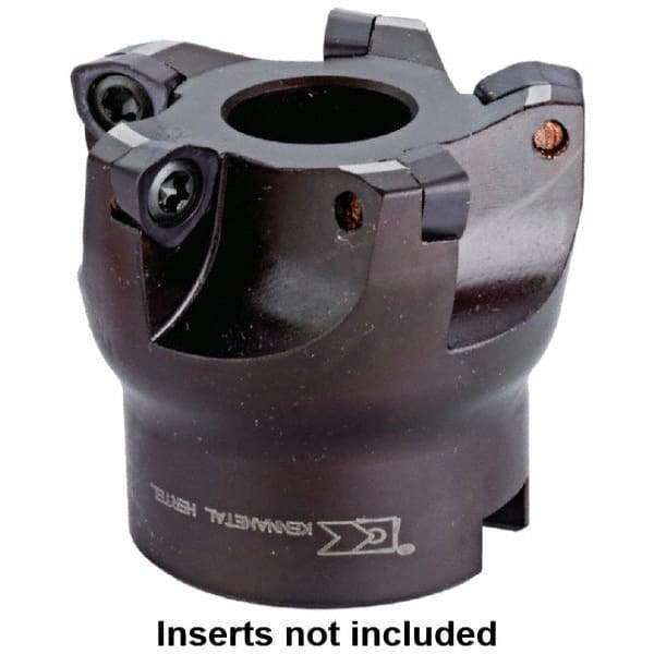 Kennametal - 4 Inserts, 2.5984" Cutter Diam, 0.0591" Max Depth of Cut, Indexable High-Feed Face Mill - 1.063" Arbor Hole Diam, 1.9685" High, WP.. 0806.. Inserts, Series KSWM KenFeed - Benchmark Tooling
