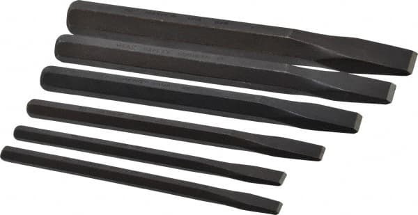 Mayhew - 6 Piece Cold Chisel Set - 5, 4-1/2, 5, 5-3/4, 6 & 7" OAL, Sizes Included 1/4 to 3/4" - Benchmark Tooling