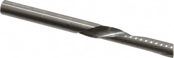 Onsrud - 1/4" Cutting Diam x 1-1/4" Length of Cut, 1 Flute, Downcut Spiral Router Bit - Uncoated, Right Hand Cut, Solid Carbide, 3" OAL x 1/4" Shank Diam, Single Edge, 22° Helix Angle - Benchmark Tooling