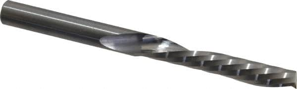 Onsrud - 1/4" Cutting Diam x 1-1/2" Length of Cut, 1 Flute, Downcut Spiral Router Bit - Uncoated, Right Hand Cut, Solid Carbide, 3" OAL x 1/4" Shank Diam, Single Edge, 21° Helix Angle - Benchmark Tooling