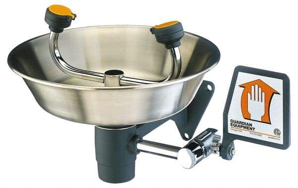 PRO-SAFE - Wall Mount, Stainless Steel Bowl, Eyewash Station - 1/2" Inlet - Benchmark Tooling