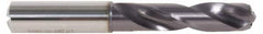 DORMER - #30 140° Spiral Flute Solid Carbide Screw Machine Drill Bit - TiAlN Finish, Right Hand Cut, 20mm Flute Length, 62mm OAL, Four Facet Split Point, Straight Shank, Through Coolant - Benchmark Tooling