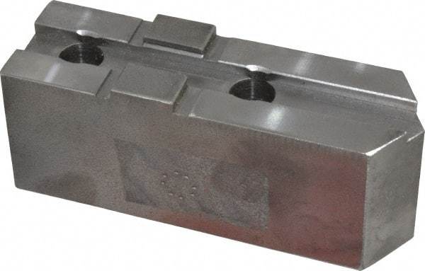 H & R Manufacturing - Tongue & Groove Attachment, Square Soft Lathe Chuck Jaw - Steel, 2.12" Btw Mount Hole Ctrs, 4-13/16" Long x 1-1/2" Wide x 1-7/8" High, 1/2" Groove - Benchmark Tooling