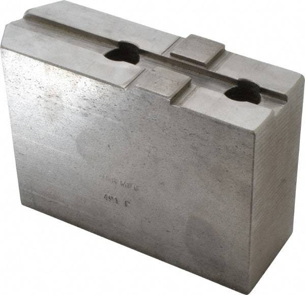 H & R Manufacturing - Tongue & Groove Attachment, Square Soft Lathe Chuck Jaw - Steel, 2-1/2" Btw Mount Hole Ctrs, 5-3/4" Long x 2" Wide x 3-7/8" High, 1/2" Groove - Benchmark Tooling