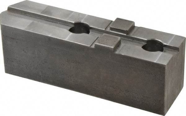 H & R Manufacturing - Tongue & Groove Attachment, Square Soft Lathe Chuck Jaw - Steel, 3" Btw Mount Hole Ctrs, 7-1/4" Long x 2" Wide x 2-5/16" High, 1/2" Groove - Benchmark Tooling