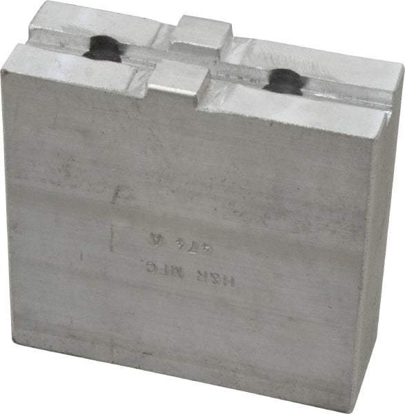 H & R Manufacturing - Tongue & Groove Attachment, Square Soft Lathe Chuck Jaw - Aluminum, 1-3/4" Btw Mount Hole Ctrs, 3-1/2" Long x 1-1/4" Wide x 3-3/8" High, 5/16" Groove - Benchmark Tooling