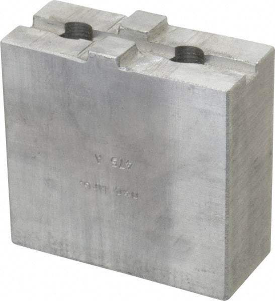 H & R Manufacturing - Tongue & Groove Attachment, Square Soft Lathe Chuck Jaw - Aluminum, 1-3/4" Btw Mount Hole Ctrs, 3-1/2" Long x 1-1/2" Wide x 3-3/8" High, 5/16" Groove - Benchmark Tooling