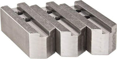 H & R Manufacturing - 1.5mm x 60° Serrated Attachment, Square Soft Lathe Chuck Jaw - 3 Jaws, Steel, 1" Btw Mount Hole Ctrs, 4-1/4" Long x 1-1/2" Wide x 1-1/2" High, 0.551" Groove, 12mm Fastener - Benchmark Tooling