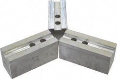 H & R Manufacturing - 1.5mm x 60° Serrated Attachment, Square Soft Lathe Chuck Jaw - 3 Jaws, Aluminum, 1.181" Btw Mount Hole Ctrs, 5-1/4" Long x 2" Wide x 2-1/2" High, 0.71" Groove, 14mm Fastener - Benchmark Tooling