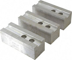 H & R Manufacturing - 1.5mm x 60° Serrated Attachment, Square Soft Lathe Chuck Jaw - 3 Jaws, Aluminum, 1.181" Btw Mount Hole Ctrs, 5-1/4" Long x 2" Wide x 2" High, 0.827" Groove, 16mm Fastener - Benchmark Tooling