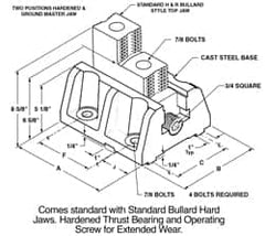 Hard Lathe Chuck Jaw: Master 12'' OAW, 14'' OAL, 9'' Between Mount Hole Centers, Cast Steel (Base)