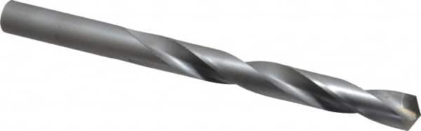 Made in USA - 17/32" 135° Carbide-Tipped Jobber Drill - Bright Finish, Right Hand Cut, Spiral Flute, Straight Shank, 6-5/8" OAL, Split Point - Benchmark Tooling