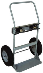 Made in USA - 760 Lb Capacity 47" OAH Cylinder Hand Truck - Swept Back Handle, Steel, Full Pneumatic Wheels - Benchmark Tooling