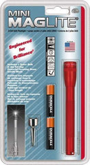 Mag-Lite - Krypton Bulb, 9 Lumens, Mini Flashlight - Red Aluminum Body, 2 AAA Alkaline Batteries Included - Benchmark Tooling