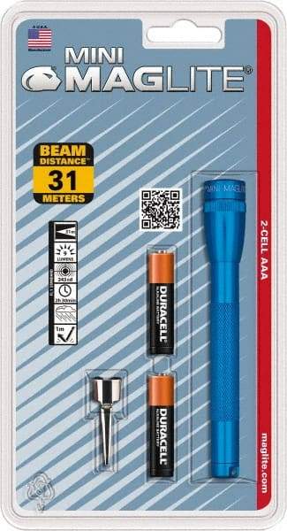 Mag-Lite - Krypton Bulb, 9 Lumens, Mini Flashlight - Blue Aluminum Body, 2 AAA Alkaline Batteries Included - Benchmark Tooling