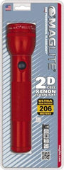 Mag-Lite - Krypton Bulb, 27 Lumens, Industrial/Tactical Flashlight - Red Aluminum Body, 2 D Batteries Not Included - Benchmark Tooling